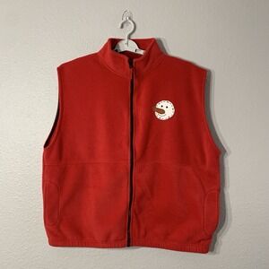 Sierra Pacific Women's Size XL Red Snowmen High Neck Full Zip Fleece Vest